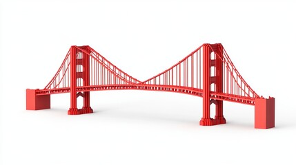 Fototapeta premium Golden Gate Bridge San Francisco USA isolated on a white background symbolizing American engineering marvels