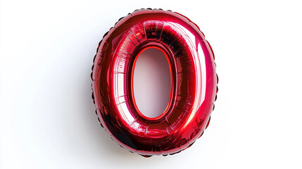 A radiant 3D metallic balloon letter "O" in polished ruby red, with a puffy and shiny texture, placed on a clean white background.
