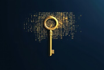 Safer internet day concept with digital security key and binary code