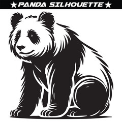 Panda Silhouette with white Background, Stylized in Vector Illustration, panda, teddy. Panda silhouette vector illustration art
