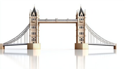Tower Bridge London UK isolated on a white background showcasing its architectural elegance