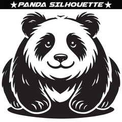 Panda Silhouette with white Background, Stylized in Vector Illustration, panda, teddy. Panda silhouette vector illustration art
