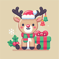 cute and beautiful christmas reindeer vector