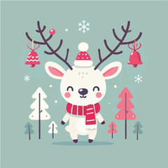 cute and beautiful christmas reindeer vector