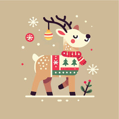 cute and beautiful christmas reindeer vector