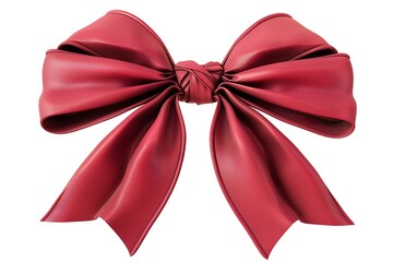 Naklejka premium Elegant Red Satin Bow with Flowing Tails for Decorative Use