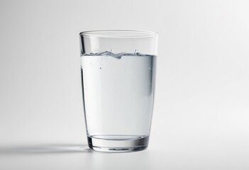 Clean drinking water in a glass or cup set against a white background.
