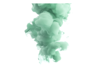 Floating green smoke. Transparent background .Isolated PNG