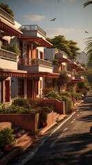 Obraz premium Residential Area, Townhouses, 