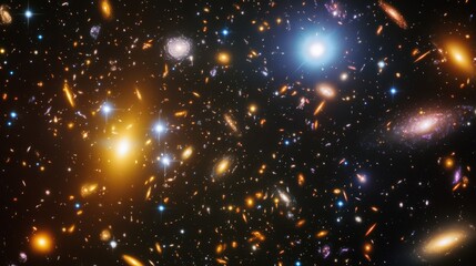 Naklejka premium Astronomers study celestial objects, capturing breathtaking images of distant galaxies and nebulae