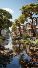 Obraz premium Residential Area, Townhouses, 