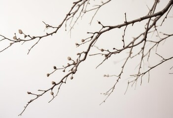 Withered branches are set against a white background.