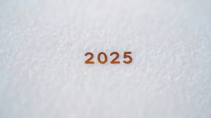 Snowy Winter Wonderland of 2025: Year Inscribed in Snow, Festive Holiday Scene for a Serene and Joyful Greeting Card