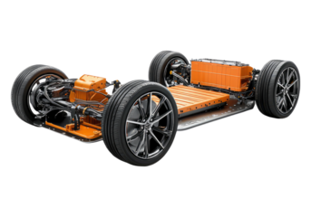 Electric car chassis. Transparent background .Isolated PNG