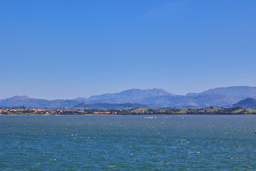 View of the Cantabrian Sea and the rocky steep coast from the observation deck