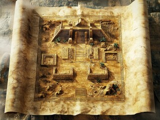 Ancient map with building detail.