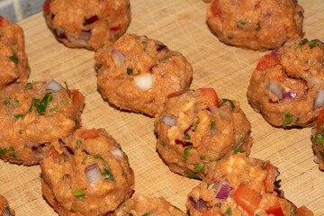 Close Up Of Golden Roasted Smashed or Crushed Potatoes on a Baking Tray