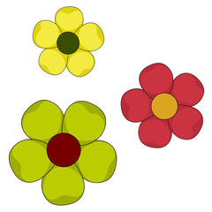 Fototapeta premium Red, green and pink flowers are beautifully arranged alternately.