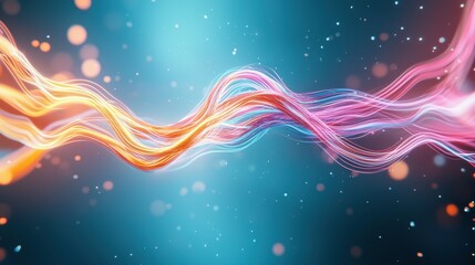 Fototapeta premium The 3D render features a futuristic cyber space environment with vibrant neon lines intertwining and pulsating, creating a visually stunning and immersive digital landscape.