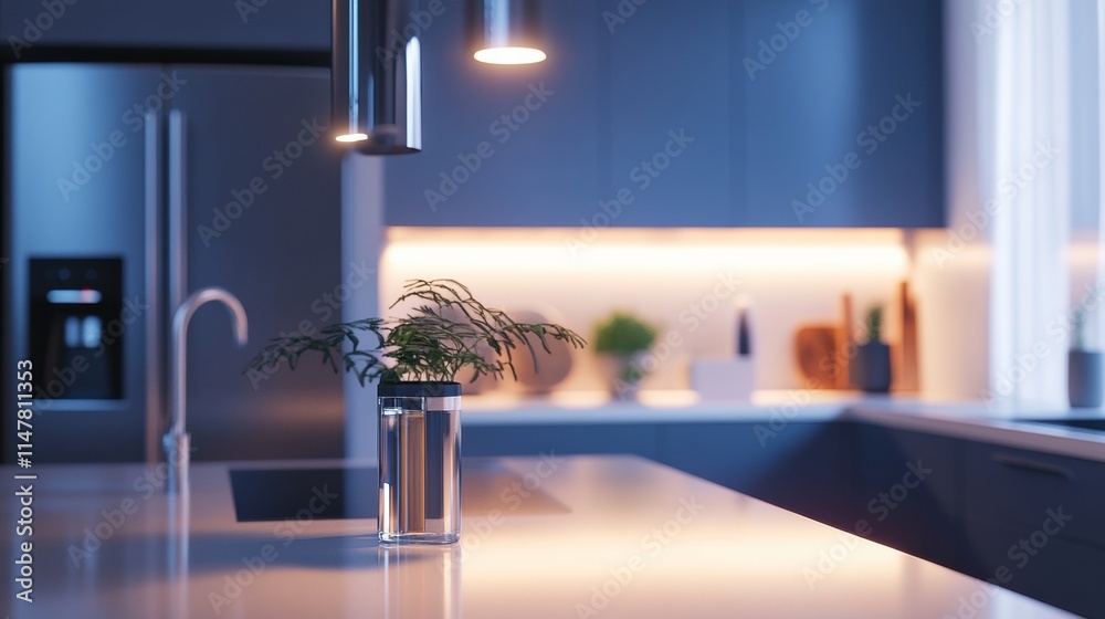 Aufkleber modern kitchen featuring sleek design and water filter system enhancing functionality and style at n