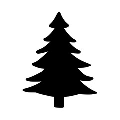 Hand drawn Christmas tree. Xmas tree isolated on a white background. Vector illustration