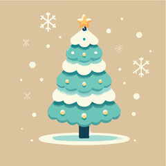 beautiful and cute christmas tree vector