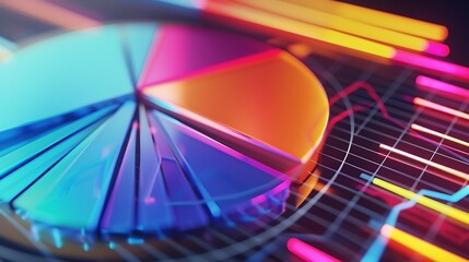 A digital pie chart with bold, colorful segments showing data distribution, captured on a screen.