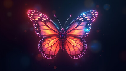 Vibrant Butterfly with Colorful Wings on Dark Background
