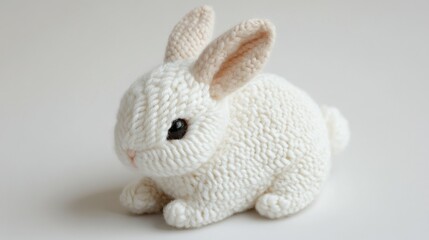 An adorable knitted bunny rabbit in vibrant colors, styled for product photography. Created with Generative AI