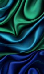 Obraz premium Smooth, flowing fabric in shades of green and blue.