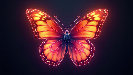 Obraz premium Vibrant Butterfly with Colorful Wings on Dark Background