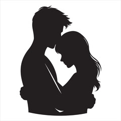 Silhouette of a Couple in a Heartfelt Hug