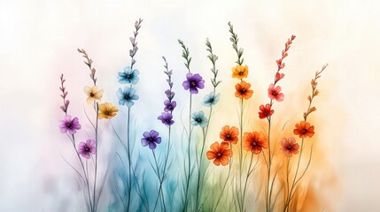 The vibrant colors of the wildflowers in the watercolor field drawing capture the essence of a summer meadow in full bloom