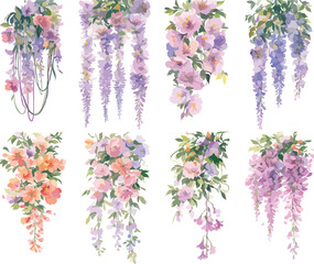 hanging flower watercolor clipart