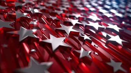 Obraz premium 3D view of a parade with American flag and stars for Patriot Day celebration.