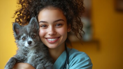 Obraz premium Veterinarian with a pet during an appointment.