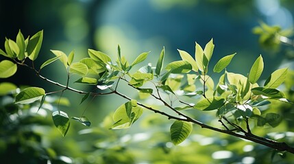 Obraz premium Green leaves in the forest, soft focus and shallow depth of field