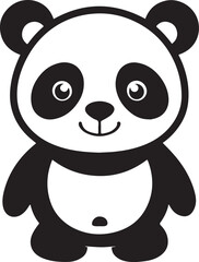 Cute panda silhouette vector illustration isolated on white background.