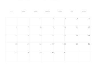 White Cream Purple Aesthetic Floral Watercolor Illustration Year 2025 Wall Calendar | Digital & Printable