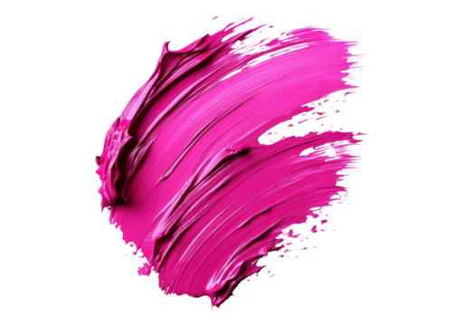 Magenta paint brush stroke. Transparent background .Isolated PNG