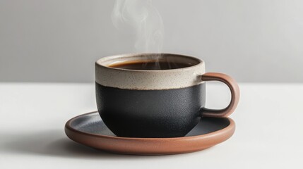 Fototapeta premium Modern Ceramic Coffee Cup with Steam