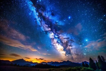 Fototapeta premium Dark Evening Sky Photography, Night Sky Background, Deep Space, Starry Night, Celestial, Cosmos, Galaxy, Astro Photography, Night Landscape, Deep Sky Objects, Night Scene, Star Field, Milky Way,