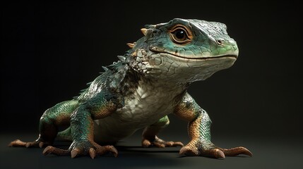Obraz premium A chameleon is sitting on a branch and looking up.