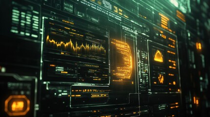 Fototapeta premium Futuristic interface with data streams.