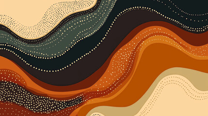 Abstract Australian Aboriginal art with flowing earthy tones