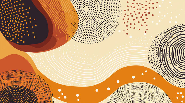 Abstract Australian Aboriginal art with flowing earthy tones