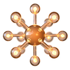 Illuminated decorative light fixture home interior transparent background modern design top view aesthetic appeal