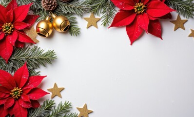 Festive red poinsettias and gold accents