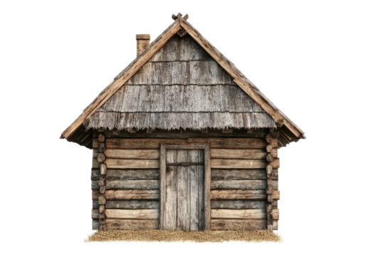 Old wooden hut. Transparent background .Isolated PNG