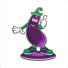 This is an illustration of an eggplant with a feeling of satisfaction.